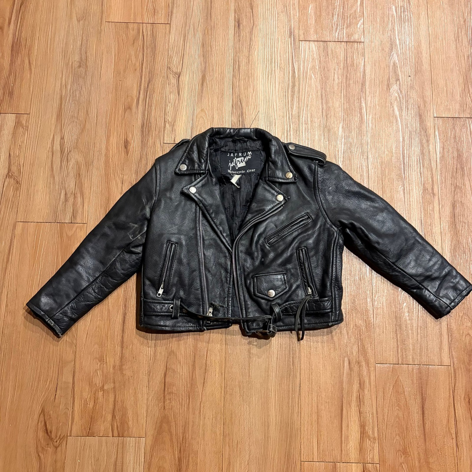 Jafrum Basic Biker black leather motorcycle jacket - image 2