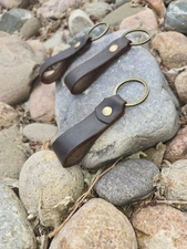 Handmade Vintage Leather Tag/Loop/Fob/ Rustic Keychain-One (Non-Detachable Ring)