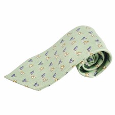 HERMES tie all over pattern silk made in France green used