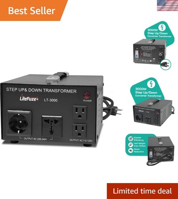 Efficient LiteFuze Voltage Converter, 3000W - Ideal for International Travel