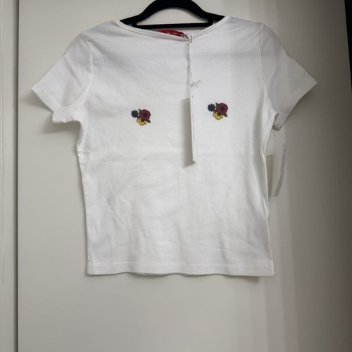 NWT Lisa Says Gah Alex 100% Cotton White Fruit Tee T-shirt Size Medium