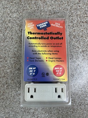 NEW Thermo Cube TC-3 Thermostatically Controlled Outlet On at 35 Degrees