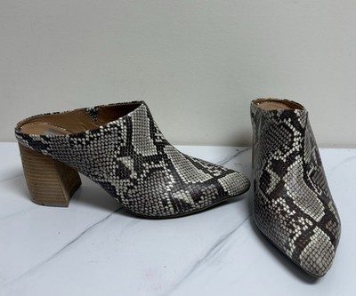 Dolce Vita DV Ravyn Snakeskin Mule Booties Womens 9.5 Block Heel Slip On Shoes