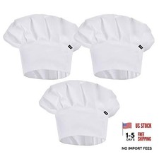 Kids Chef Hat, Poly-Cotton Kitchen Cooking Cap for Children 3 White
