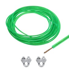 3/32 Green Vinyl Coated Wire Rope 20ft Galvanized Steel(2PCS M3 Loop Sleeves)