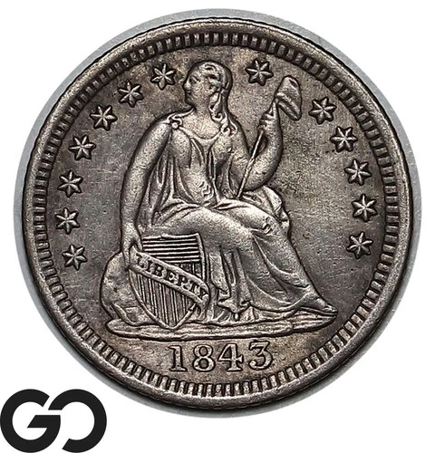 1843 Seated Liberty Half Dime, Choice AU