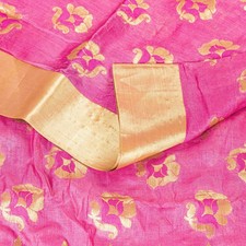 Sanskriti Vintage Pink 100 Pure Silk Saree Brocade Woven Sari 5.5Yd Craft Fabric