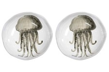 2er Set Suppenteller MARINA MEDUSA Qualle D 22cm weiß schwarz grau Virginia Casa