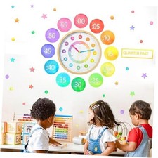 Kids Educational Wall Sticker Large Clock Numbers Label Watercolor Yellow