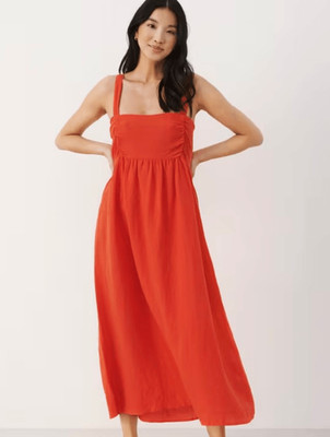 Part two women s Amila yeah pure orange 100% linen sundress 6