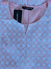 Short Kurta Kurti Top Sequin Chikankari Embroidery Peach 100 Cotton Large