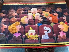 Peanuts Gang Theatre Popcorn Theme Quilt Panel.