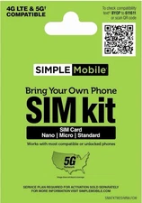 Simple Mobile Bring Your Own Phone Prepaid SIM Kit | 3-in-1 CDMA Sim Card