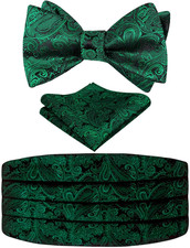 Men'S Paisley Cummerbund and UNTIED Bow Tie Hanky Set