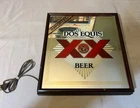Vintage Dos Equis XX Imported Beer Lighted Bar Mirror Sign Framed 15”x16” WORKS