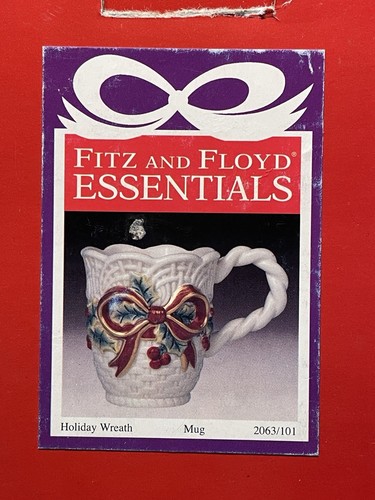 Fitz and Floyd Essentials Christmas Holiday Wreath Mug Promo in Original Box - Picture 5 of 7