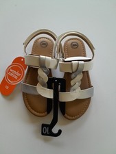 Wonder Nation Girls White Silver Sandals Size 10 New