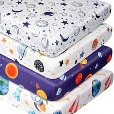 Fitted Baby Crib Sheets Set of 4, Unisex Crib Sheets for Boys Girls, Soft Neu...