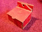 ANTIQUE SMALLER RED PAINT WOODEN SPICES  BOX w METAL LID FOLK ART SWEDEN SWEDISH