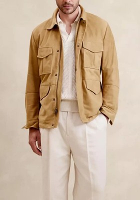 Camel Tan Field Leather Jacket Men Pure Suede Custom Made Size S M L XL XXL- 291