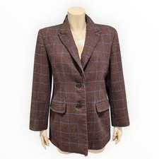 MADEWELL Women The Bedford Oversized Wool Blend Check Brown Blue Blazer Jacket 4