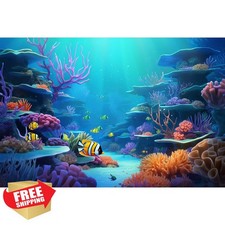 Aquarium Background 72x24in Tropical Oasis Coral Reef Ocean Deep