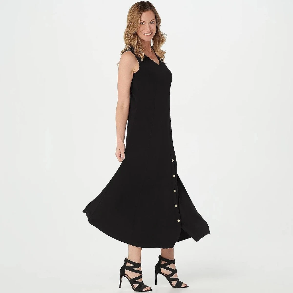 susan graver printed liquid knit maxi dress Susan Graver Regular Printed Liquid Knit A-Line Back Tie Maxi Dress