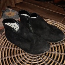 Cat Jack Girls Black Ankle Bootie Zip Round Toe Flat Heel Synthetic Size 13