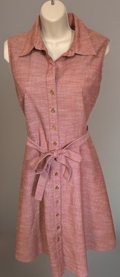 Sharagano Button Down Collared Dress With Belt Size 12
