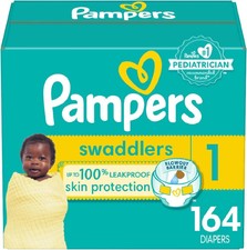Pampers Swaddlers Size 1 Diapers 164 Ct | 8–14 lbs | Soft Absorbent 0.34 per diaper