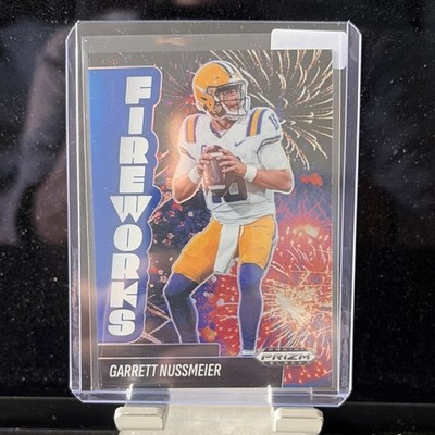 Panini Prizm Black 2025 Garrett Nussmeier #8 Fireworks Blue Prizm LSU /199 