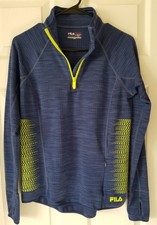 Fila Women's Long sleeve 1/4 Zip Top Blue Size:S Thumb holes.