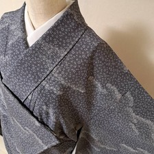 Kimono Koshida Silk Dress Sleeve 66.5cm Length 159cm Fine Cloud Pattern Japan