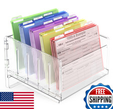 Cuukie File Sorter Organizer, 5 Sections Acrylic Letter Tray for Desk, Mail Orga