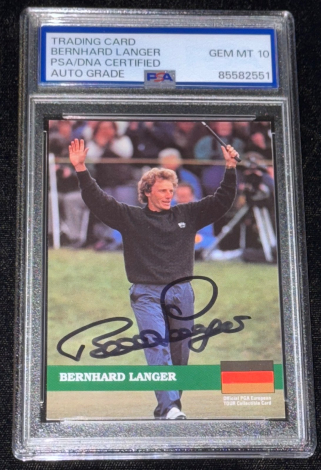 Signed Bernhard Langer 1992 Pro Set Golf #e11 Germany Rookie Card RC Auto PSA 10