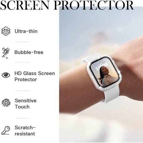 For Apple Watch Series 8 7 SE 6 5 4 3 Bling Case Screen Protector 44/45mm Cover - Picture 29 of 32