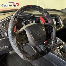 Real Carbon Fiber Heated Steering Wheel Fit 15 Dodge Charger Challenger Durango