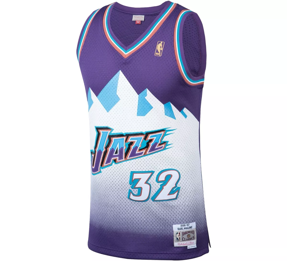 Men's Utah Jazz Karl Malone #32 Mitchell & Ness Purple 91-92 Hardwood  Classics Throwback Jersey