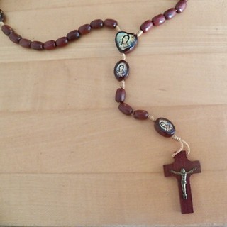 Native American Indian Saint Kateri Prayer Rosary Necklace Wood Beaded