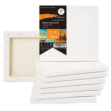 6x6 inch Stretched Canvas for Painting Pack of 12 100 Cotton 5/8 Inch Profil...