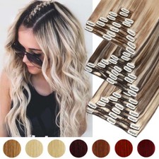 Super Thick Double Weft Clip In Remy Human Hair Extensions Full Head Blonde 140g