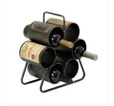 Litton Lane 6-Bottle Black Vintage Deco Style Iron Wine Rack