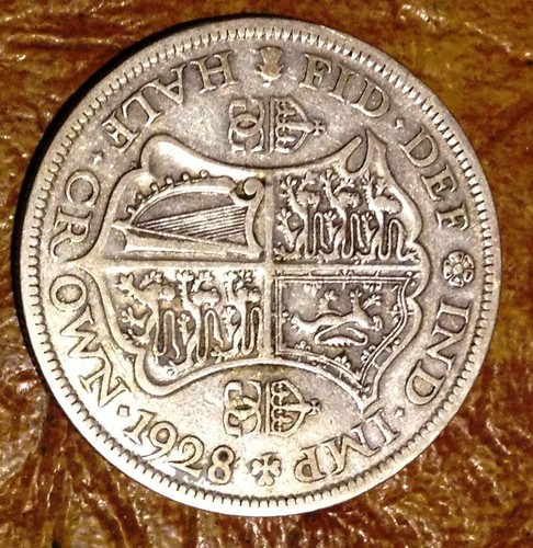 1928 half crown 1/2 english british nice condition