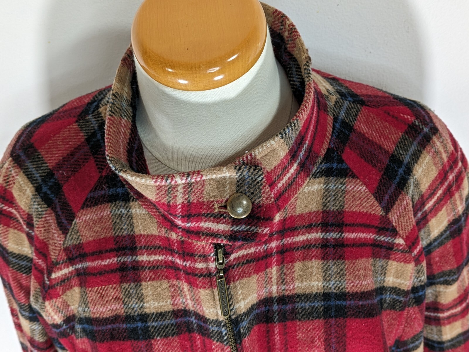 VTG Pendleton Wool Zip Front Plaid Windowpane Jac… - image 6