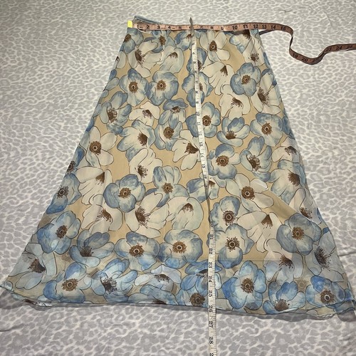 Y2k 90s Vintage Sheer Overlay Floral Midi Skirt Blue Low Rise Stretch Small - Picture 3 of 5