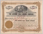 The Latrobe Gold Mining Co. Cripple Creek Co Mining Stock Certificate 1899 B3-44