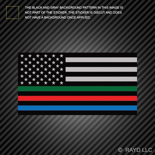 Thin Blue Line 贴纸美国国旗红色蓝色绿色条纹美国国旗贴纸 Ebay