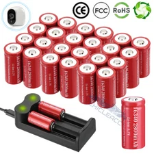 EBL 2800mAh 3.7V CR123A 16340 Li-ion Battery Rechargeable Batteries /Charger Lot