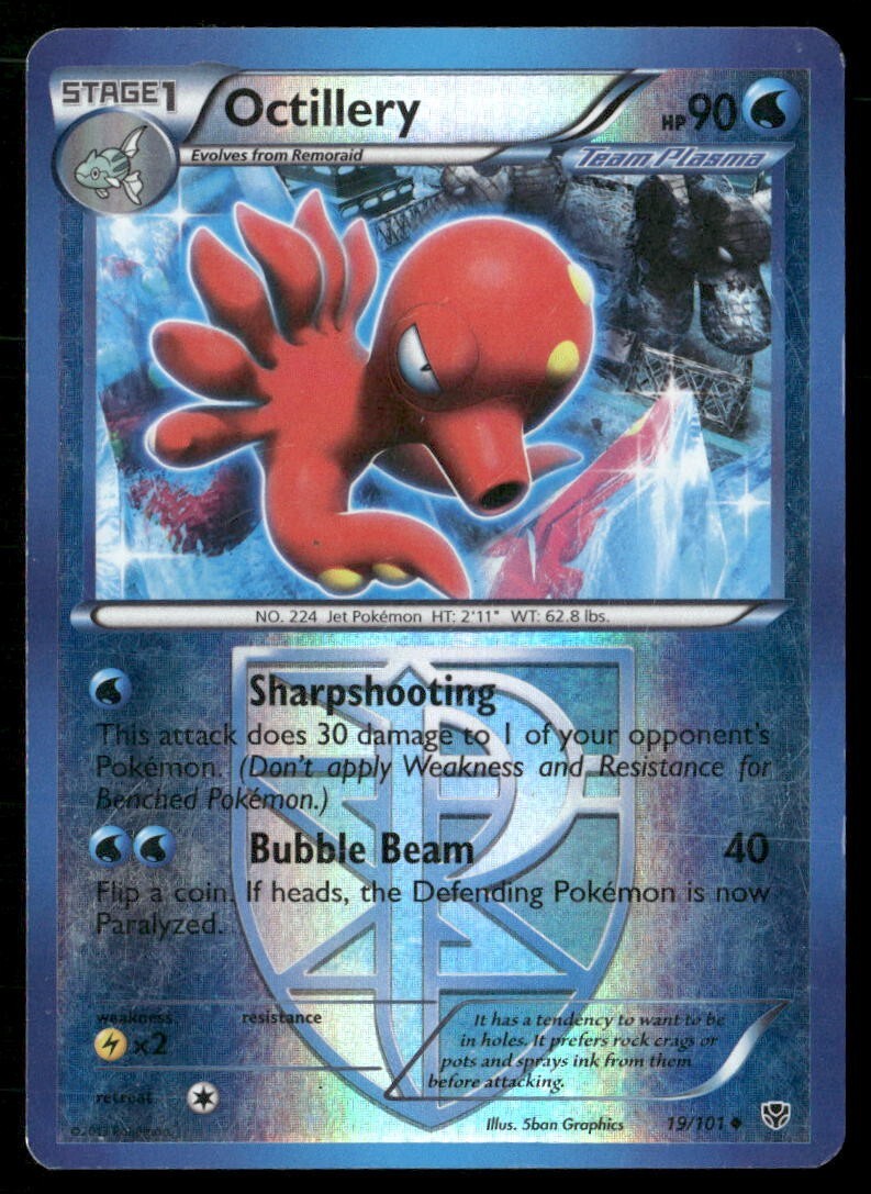 2013 Plasma Blast Set Pokemon Card 019  Octillery Reverse Foil LP