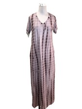 HUSKARY Women's Summer Maxi Dress Side Split Tie Dye Pockets Size Small
